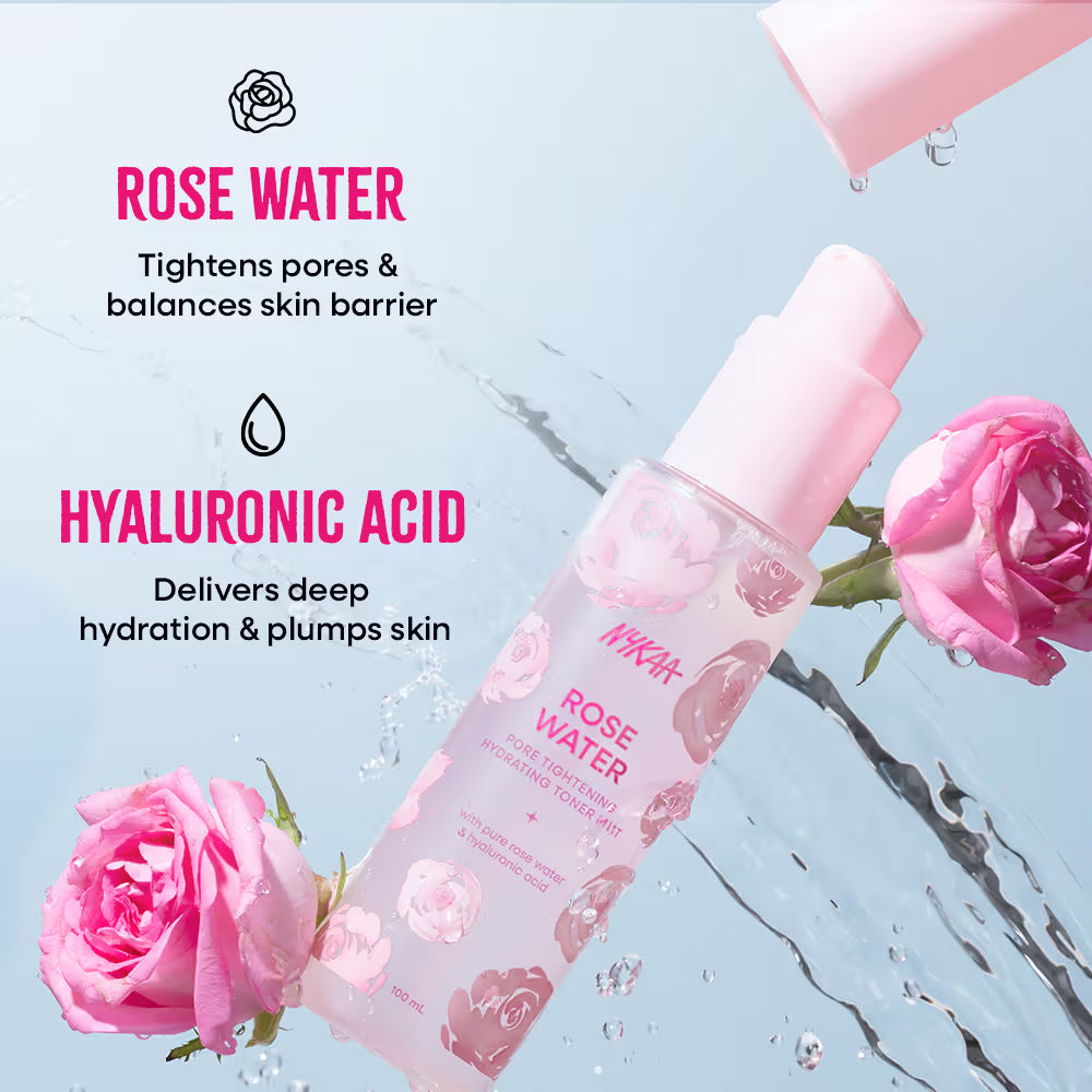 Nykaa Skin Rose Water Toner Mist with Hyaluronic Acid for Intense Hydration & Skin Barrier Repair (100ml)