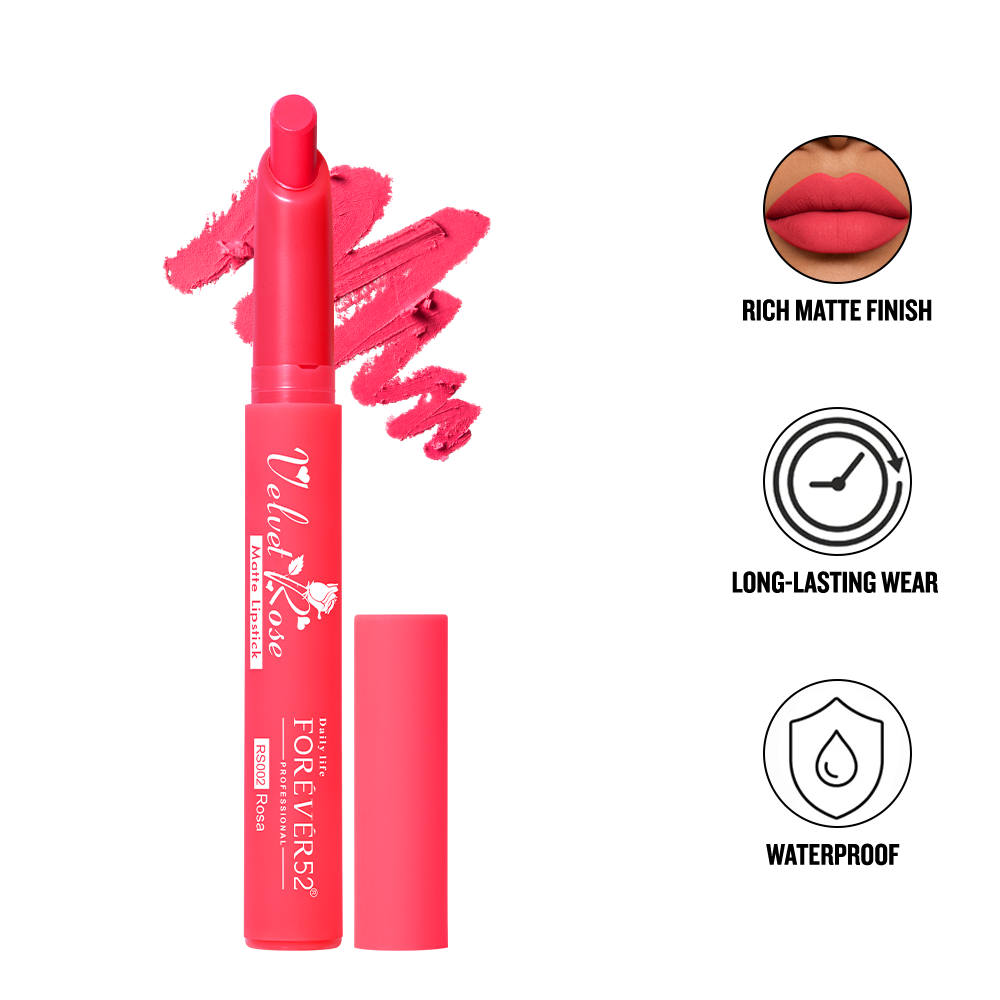 Daily Life Forever52 Velvet Rose Matte Long-Lasting Crayon Lipstick (Enriched With Rose Oil) - Hydrating Bold Lip Color With Silky Finish Look -Pansy