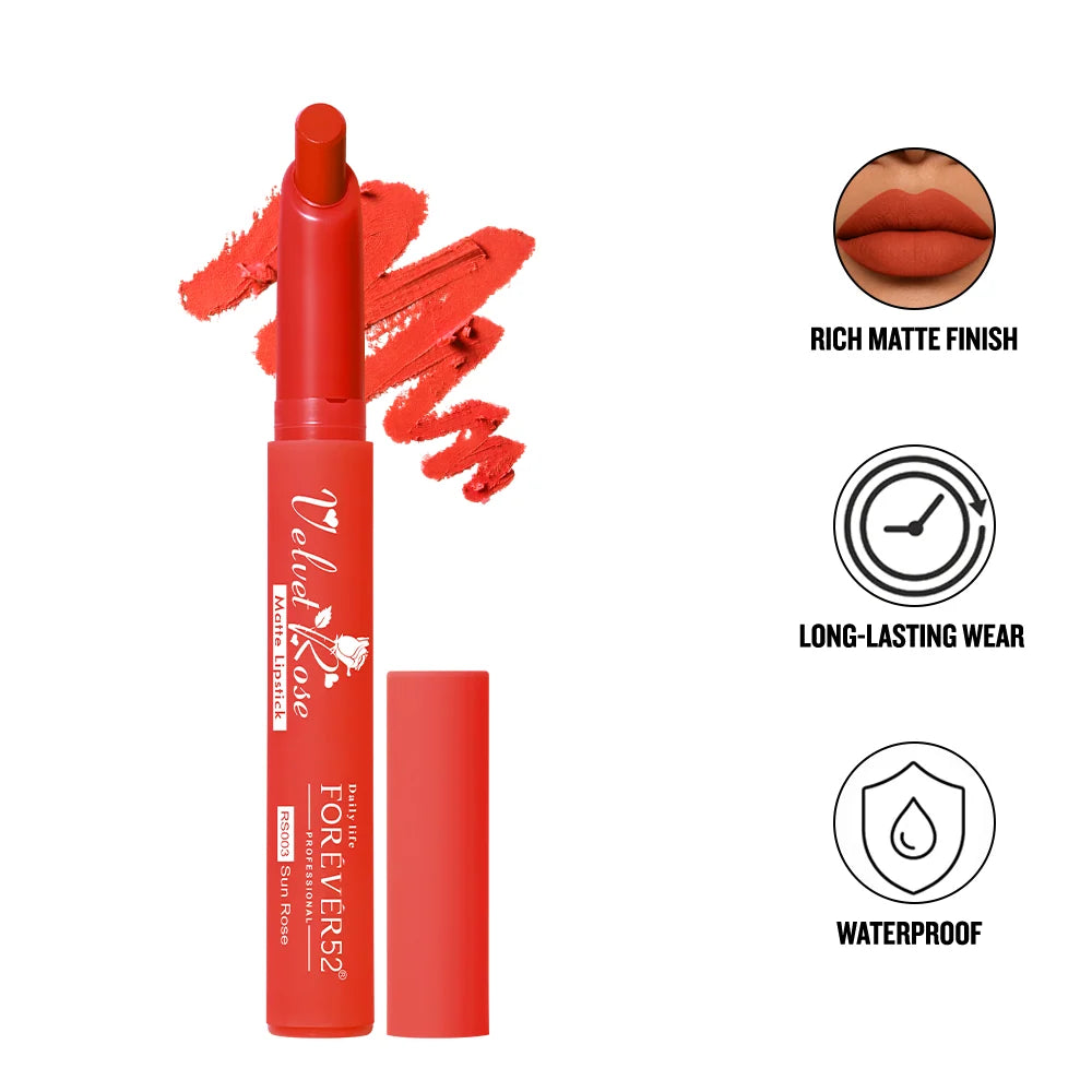 Daily Life Forever52 Velvet Rose Matte Long-Lasting Crayon Lipstick (Enriched With Rose Oil) - Hydrating Bold Lip Color With Silky Finish Look -Pansy