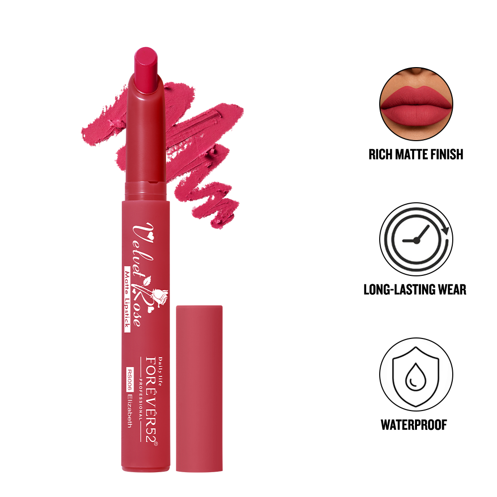 Daily Life Forever52 Velvet Rose Matte Long-Lasting Crayon Lipstick (Enriched With Rose Oil) - Hydrating Bold Lip Color With Silky Finish Look -Pansy