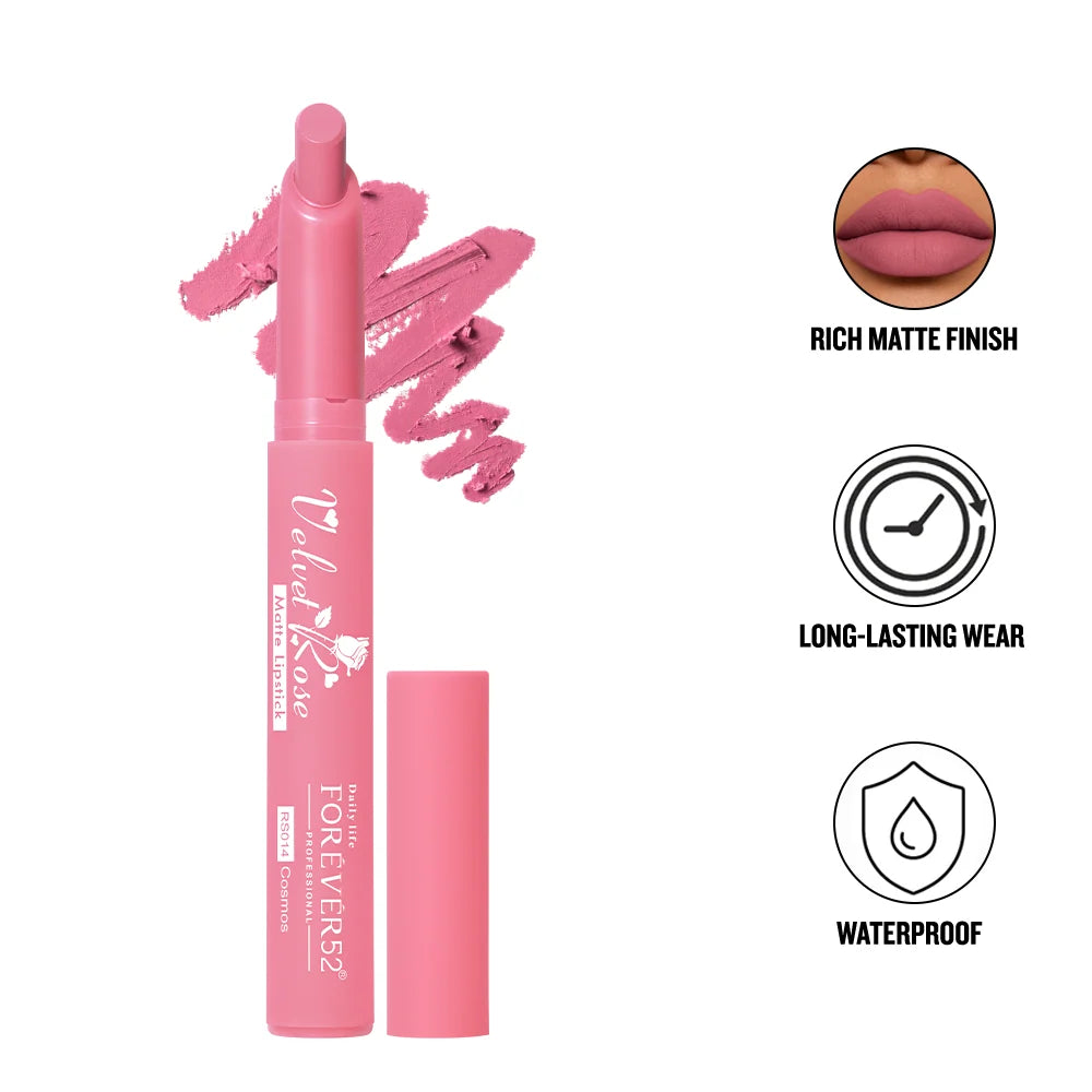 Daily Life Forever52 Velvet Rose Matte Long-Lasting Crayon Lipstick (Enriched With Rose Oil) - Hydrating Bold Lip Color With Silky Finish Look -Pansy