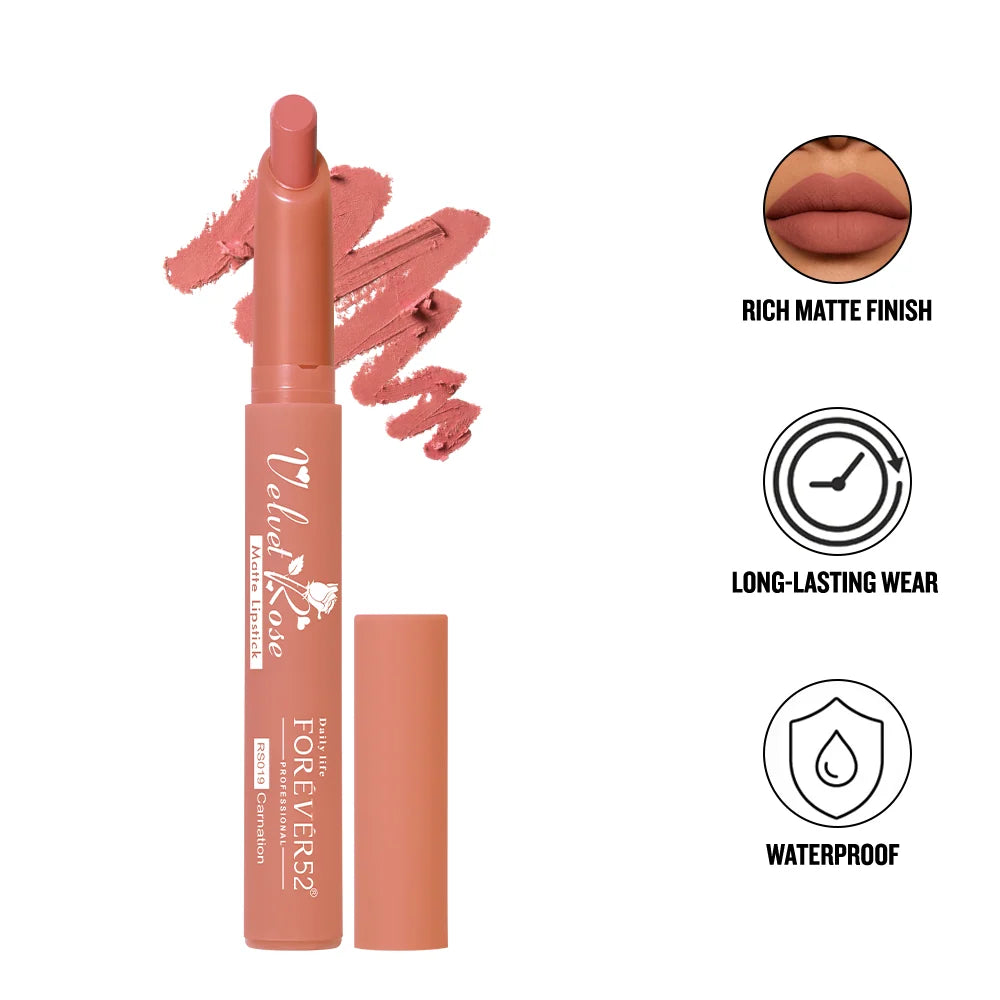 Daily Life Forever52 Velvet Rose Matte Long-Lasting Crayon Lipstick (Enriched With Rose Oil) - Hydrating Bold Lip Color With Silky Finish Look -Pansy