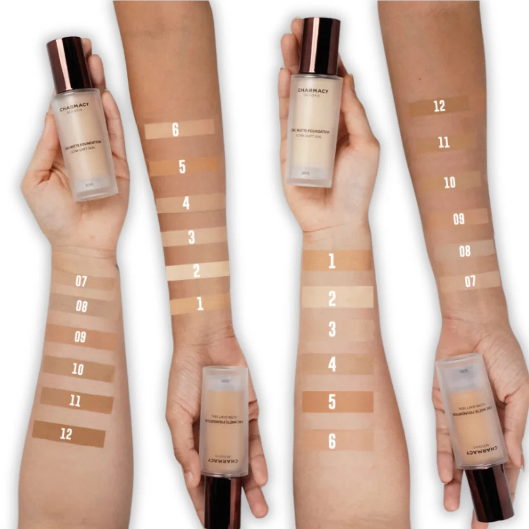 Charmacy Milano Matte Foundation - 30 ml, With SPF 25 Sun Protection, Perfect Canvas for Your Make-Up Buildable Coverage, Instant Hydrating, Light Weight, Suitable for All Skin Types, Seamless Blend, Flawless Finish, No Tube