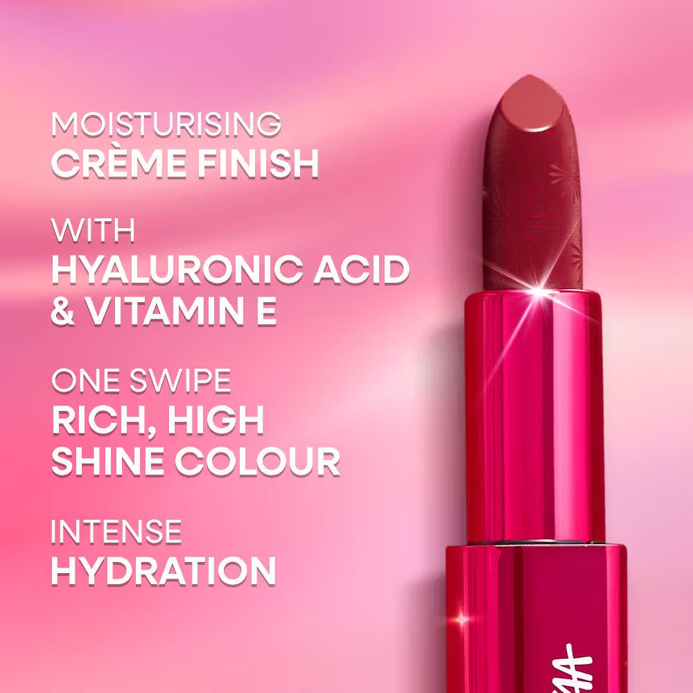 Nykaa Ultra Silk Hydrating Satin Serum Creme Glitter Lipstick with Hyaluronic Acid