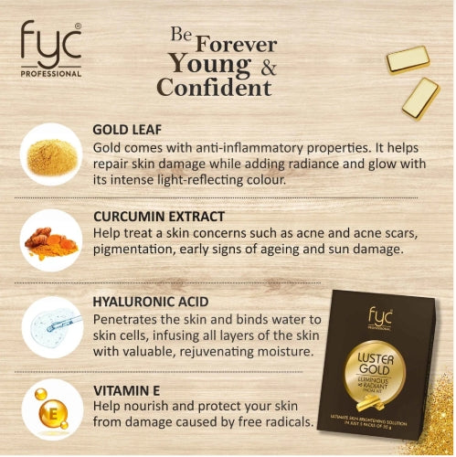 FYC PROFESSIONAL LUSTRE GOLD LUMINOUS & RADIANT FACIAL KIT 55g