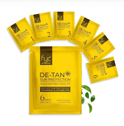FYC PROFESSIONAL DE-TAN SUN PROTECTION AHA & ENZYMES FACIAL KIT REMOVES TAN MARKS & DARK SPORTS  TO HIGHLIGHT YOUR INNER RADIANCE 55g