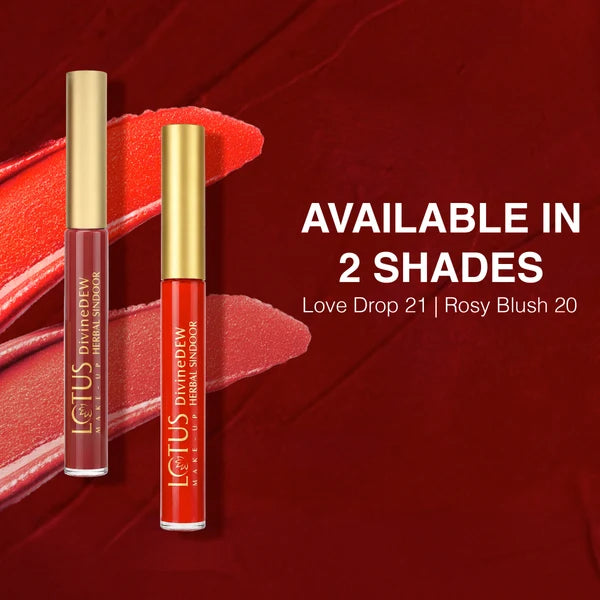 Lotus Makeup Divine Dew Herbal Liquid Sindoor Love Drop | Water & Smudge Resistant | Long Lasting | Non - Toxic | Mercury Free | Red | 5.4 ml