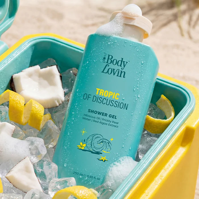 PLUM BODY LOVIN TROPIC OF DISCUSSION SHOWER GEL | HIBISCUS OIL | PRICKLY PEAR WATER | RED ALGAE EXTRACT 250ml 8.45 fi. oz