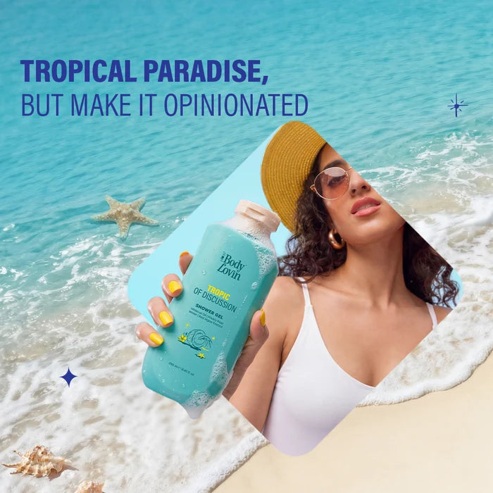 PLUM BODY LOVIN TROPIC OF DISCUSSION SHOWER GEL | HIBISCUS OIL | PRICKLY PEAR WATER | RED ALGAE EXTRACT 250ml 8.45 fi. oz