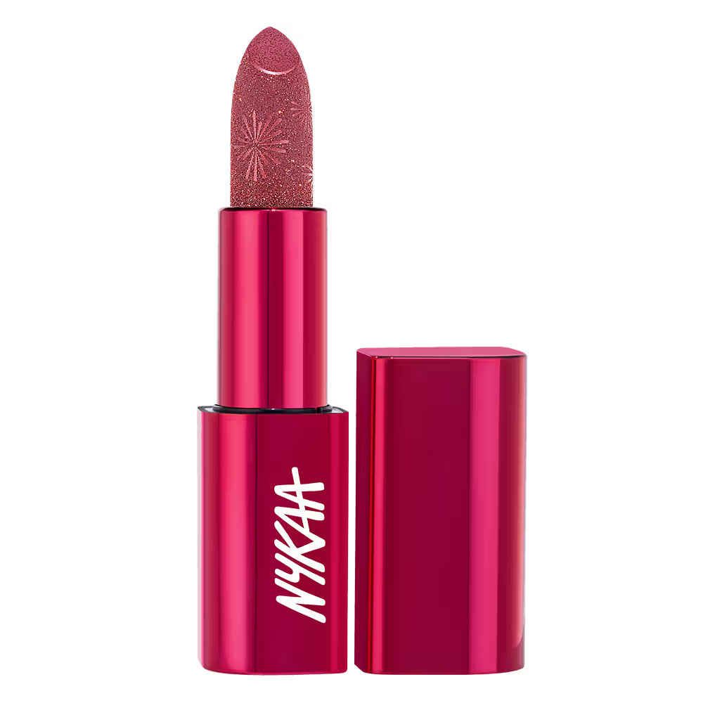 Nykaa Ultra Silk Hydrating Satin Serum Creme Glitter Lipstick with Hyaluronic Acid