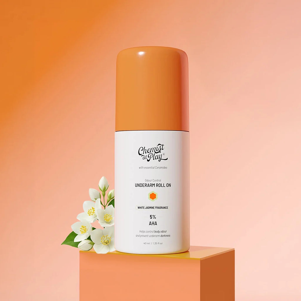 CHEMIST AT PLAY 5% AHA Underarm Roll On.White Jasmine fragrance,