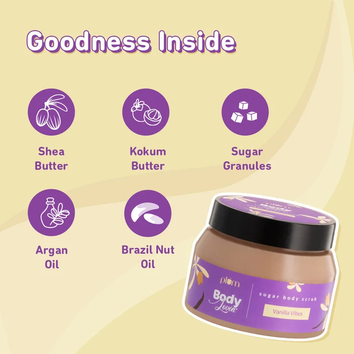 PLUM BODY LOVIN SUGAR BODY SCRUB VANILLA VIBES 200g 7.05 oz.