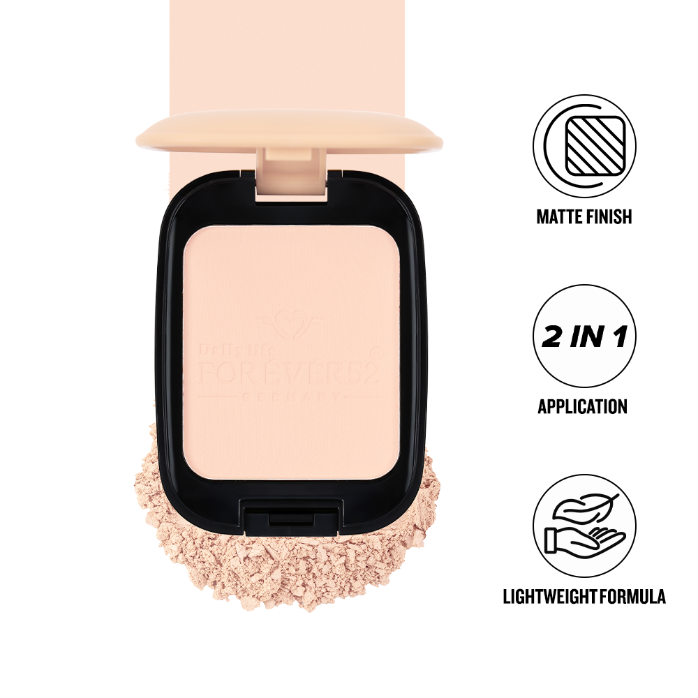 Daily Life Forever52 Dual Wet And Dry Compact + Makeup Setting Powder | Matte Finish | Lightweight | Long Lasting | Enriched With Vitamin E | Vegan -Ivory-WD002