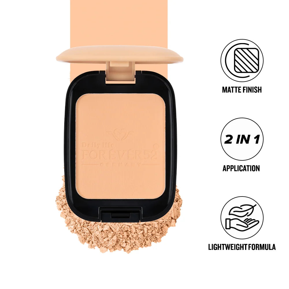 Daily Life Forever52 Dual Wet And Dry Compact + Makeup Setting Powder | Matte Finish | Lightweight | Long Lasting | Enriched With Vitamin E | Vegan -Ivory-WD002