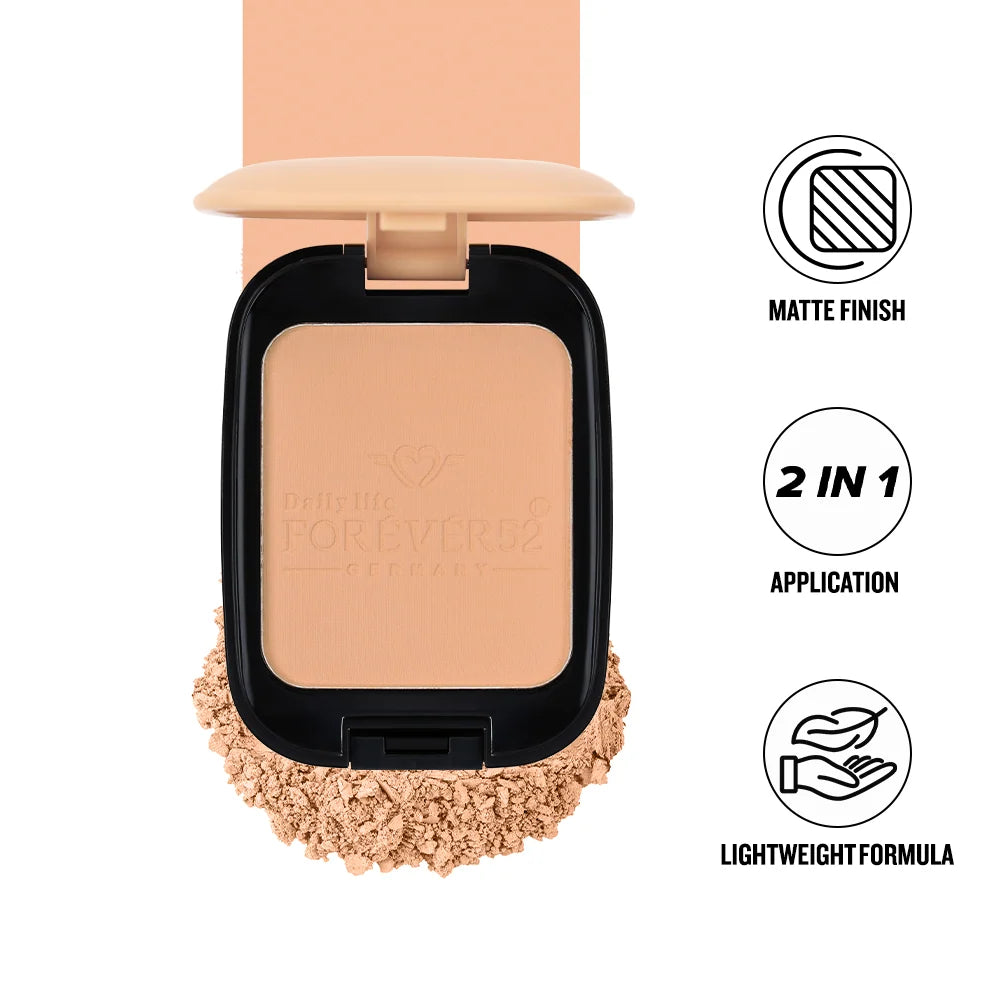 Daily Life Forever52 Dual Wet And Dry Compact + Makeup Setting Powder | Matte Finish | Lightweight | Long Lasting | Enriched With Vitamin E | Vegan -Ivory-WD002