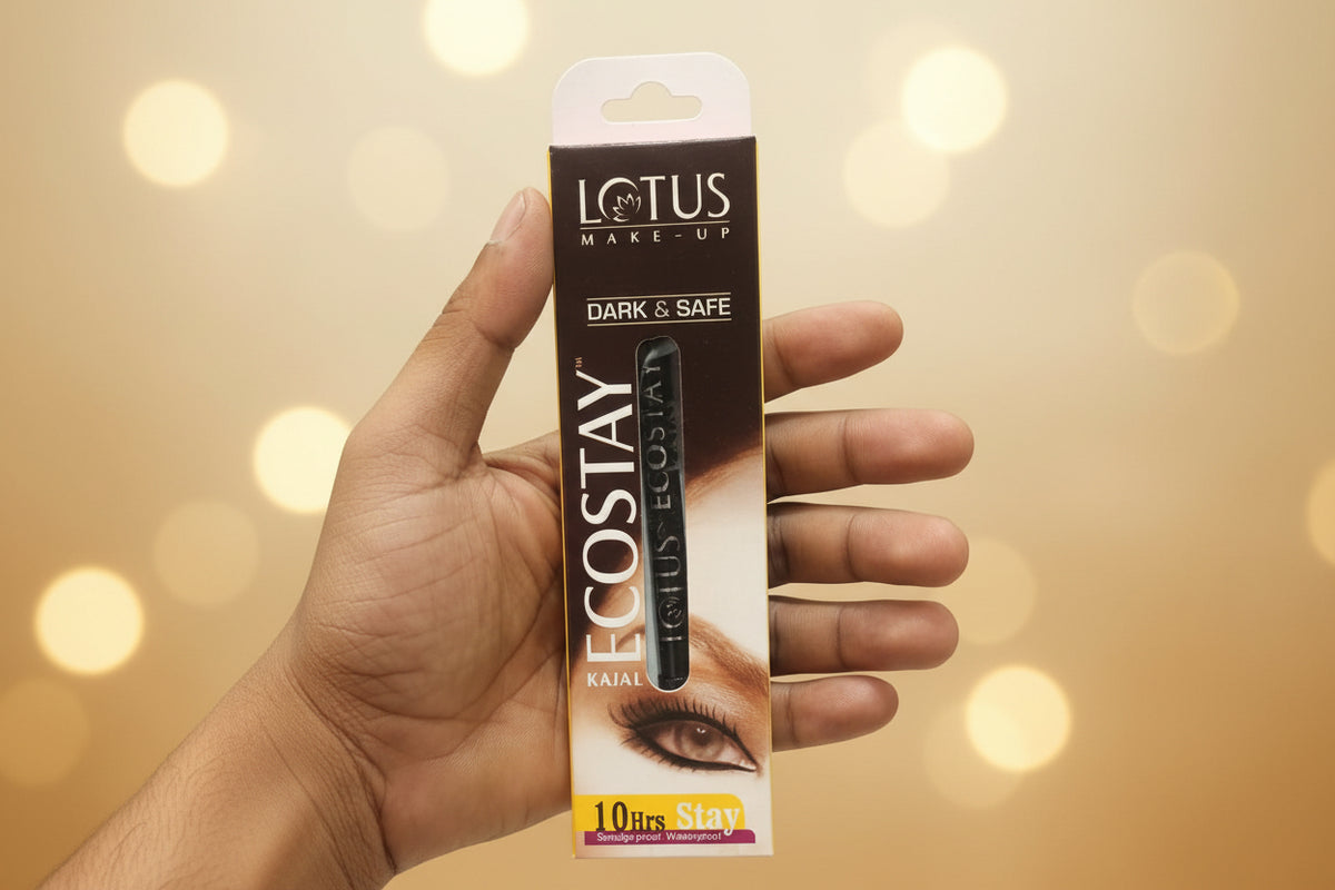 Lotus Makeup Ecostay Kajal Pencil Stick | Waterproof | Smudge Proof | 10Hr Long Lasting Stay | Black | 1.2g