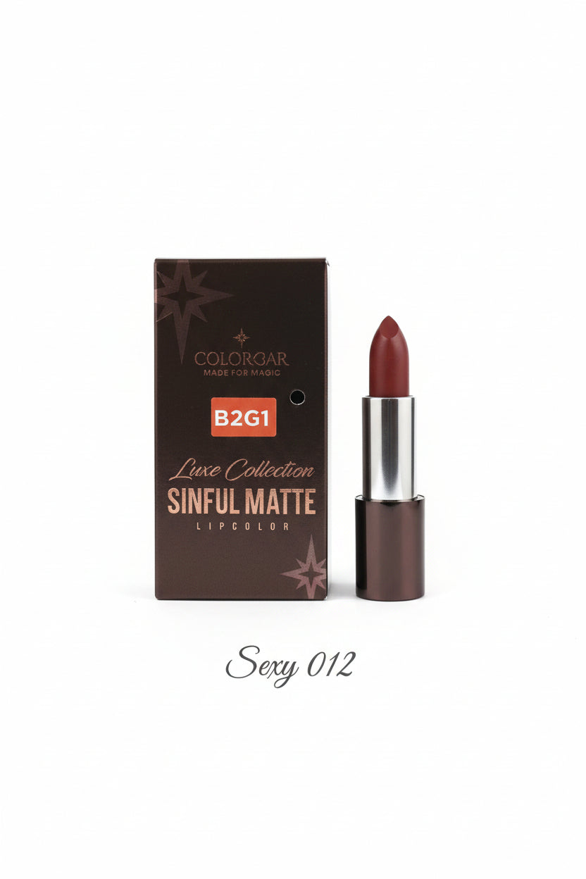 Colorbar Sinful Matte Lipcolor,, 3.5 g | Smudge Proof | Transfer Proof | Long Wearing | Paraben Free | Lightweight | Sea Fennel Wax