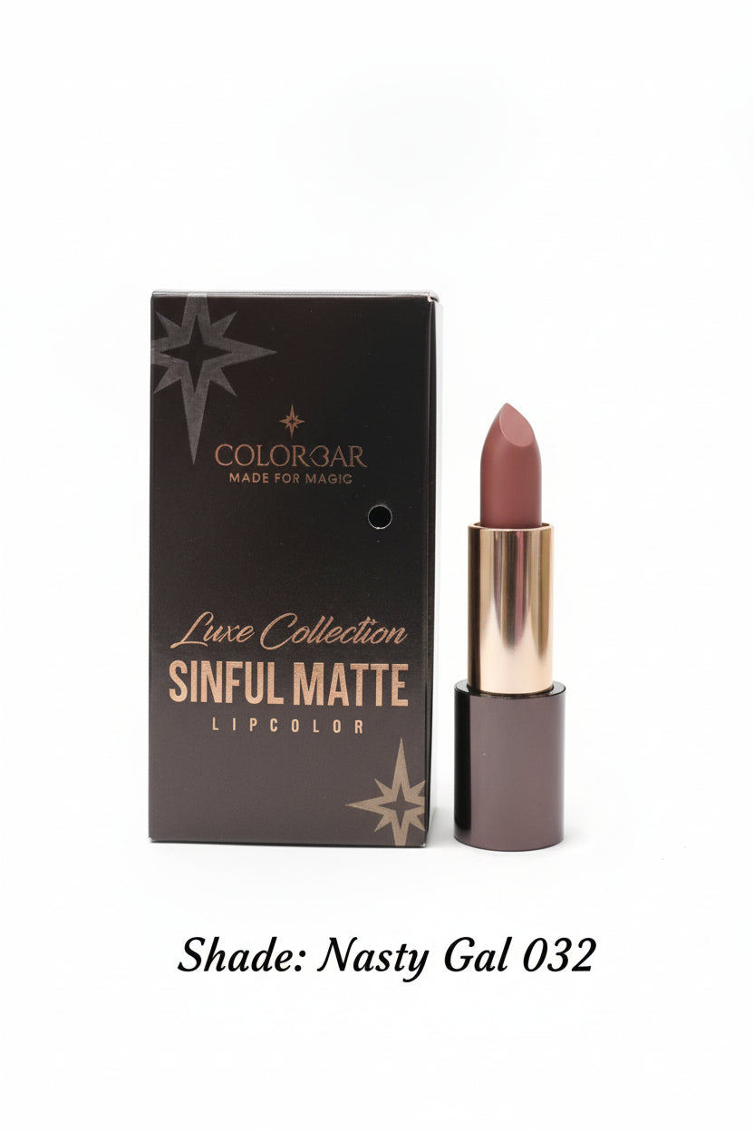 Colorbar Sinful Matte Lipcolor,, 3.5 g | Smudge Proof | Transfer Proof | Long Wearing | Paraben Free | Lightweight | Sea Fennel Wax