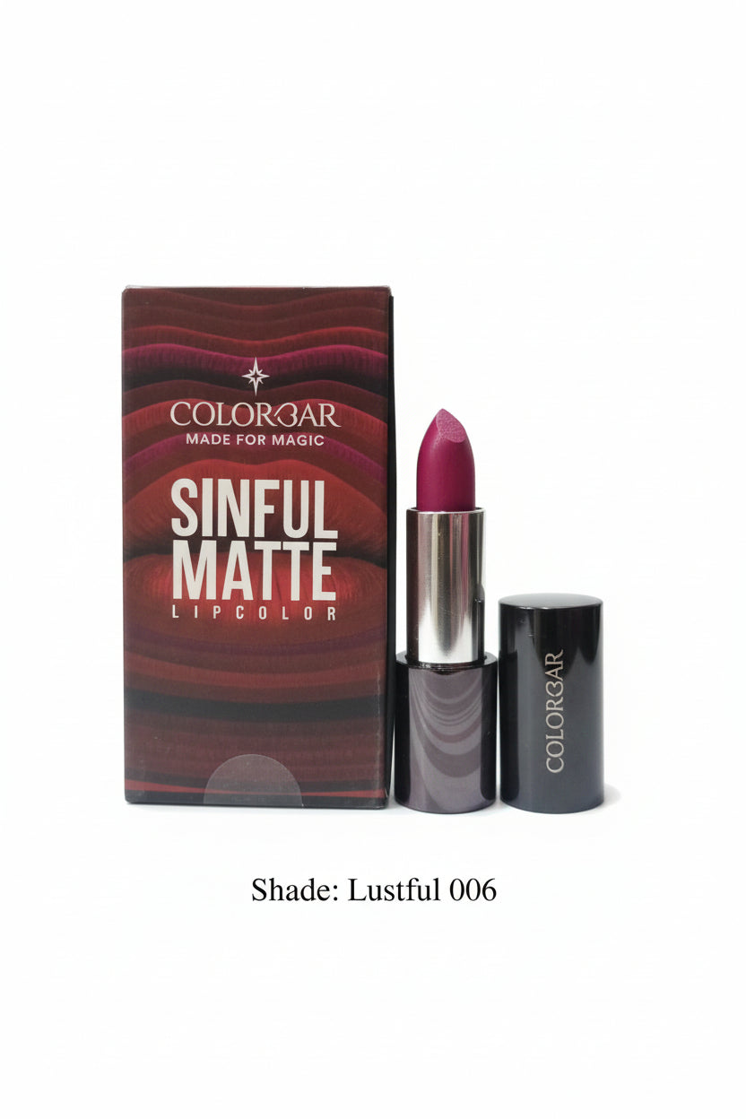 Colorbar Sinful Matte Lipcolor,, 3.5 g | Smudge Proof | Transfer Proof | Long Wearing | Paraben Free | Lightweight | Sea Fennel Wax
