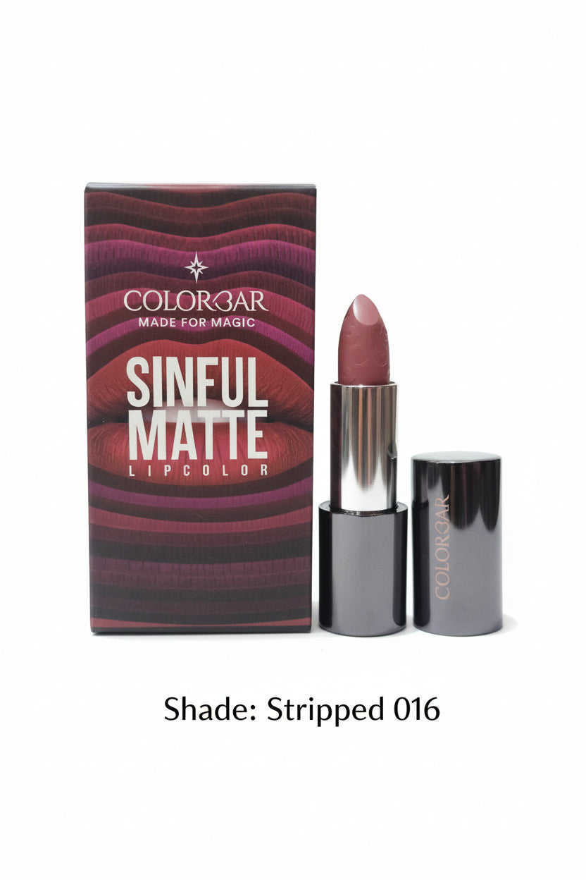 Colorbar Sinful Matte Lipcolor,, 3.5 g | Smudge Proof | Transfer Proof | Long Wearing | Paraben Free | Lightweight | Sea Fennel Wax