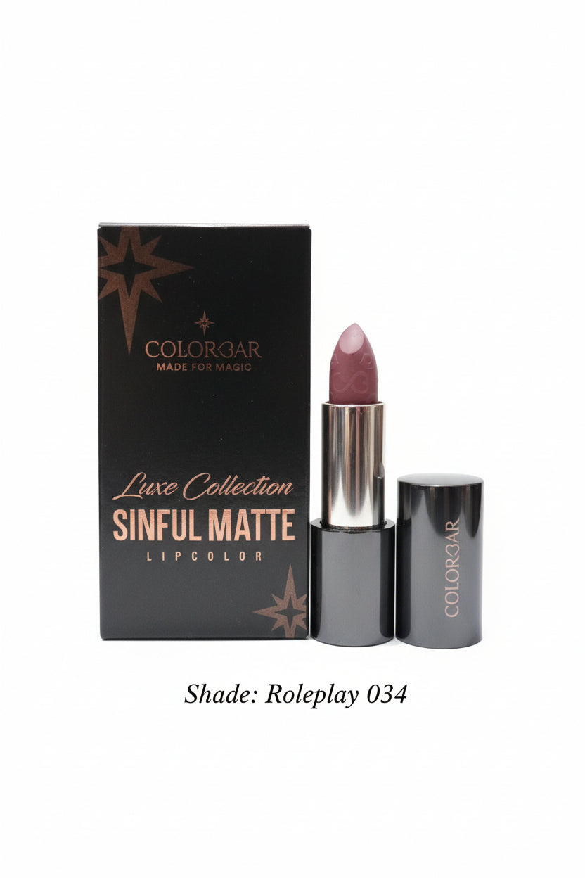 Colorbar Sinful Matte Lipcolor,, 3.5 g | Smudge Proof | Transfer Proof | Long Wearing | Paraben Free | Lightweight | Sea Fennel Wax