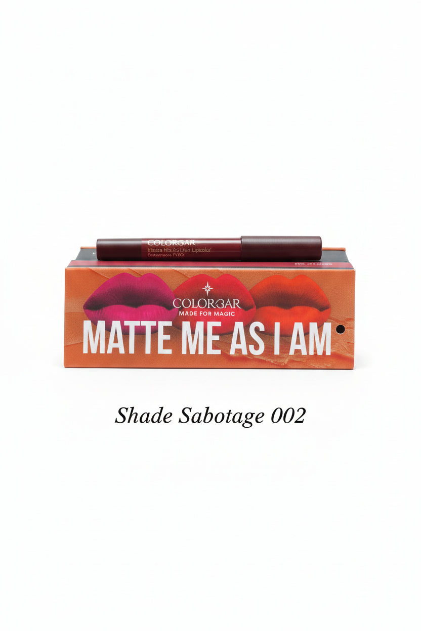Colorbar Cosmetics Matte Me As I Am Lipcolor, SABOTAGE 002, 2.8g/Poids Net 0.099 us. oz.