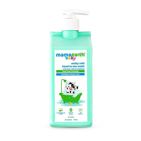 Mamaearth Milky Soft Head to Toe Wash With Oats, Milk, and Calendula for Babies- 400ml