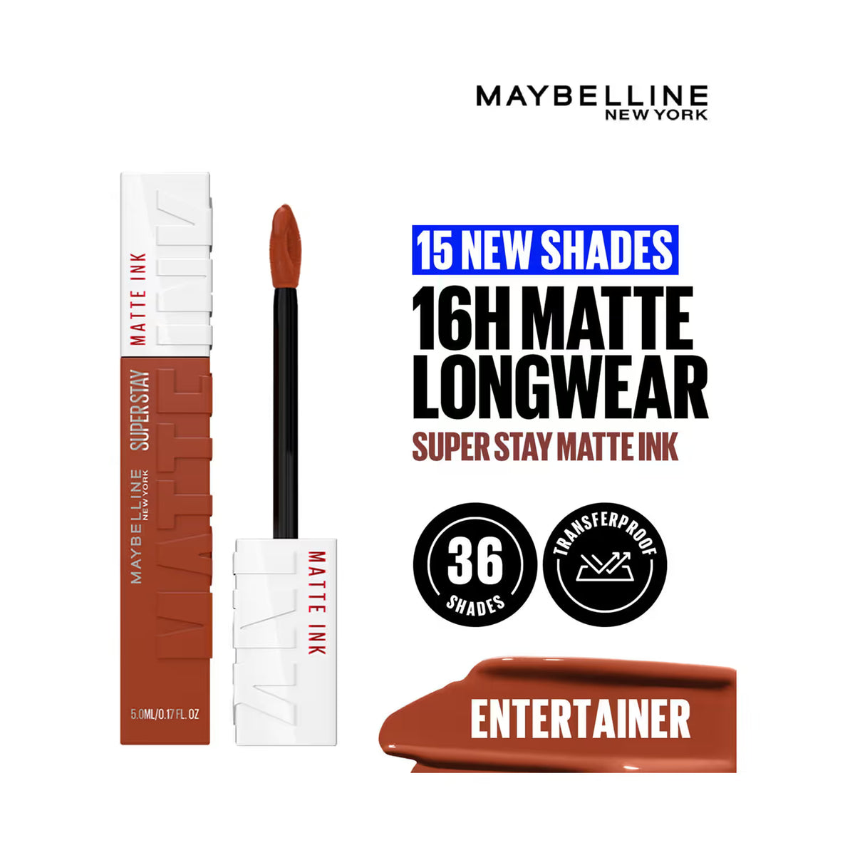 Maybelline New York Superstay Matte Ink Liquid Lipstick - 16H Longwear Matte | Entrepreneur, 5ml