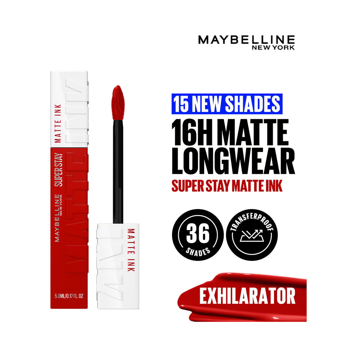 Maybelline New York Superstay Matte Ink Liquid Lipstick - 16H Longwear Matte | Entrepreneur, 5ml