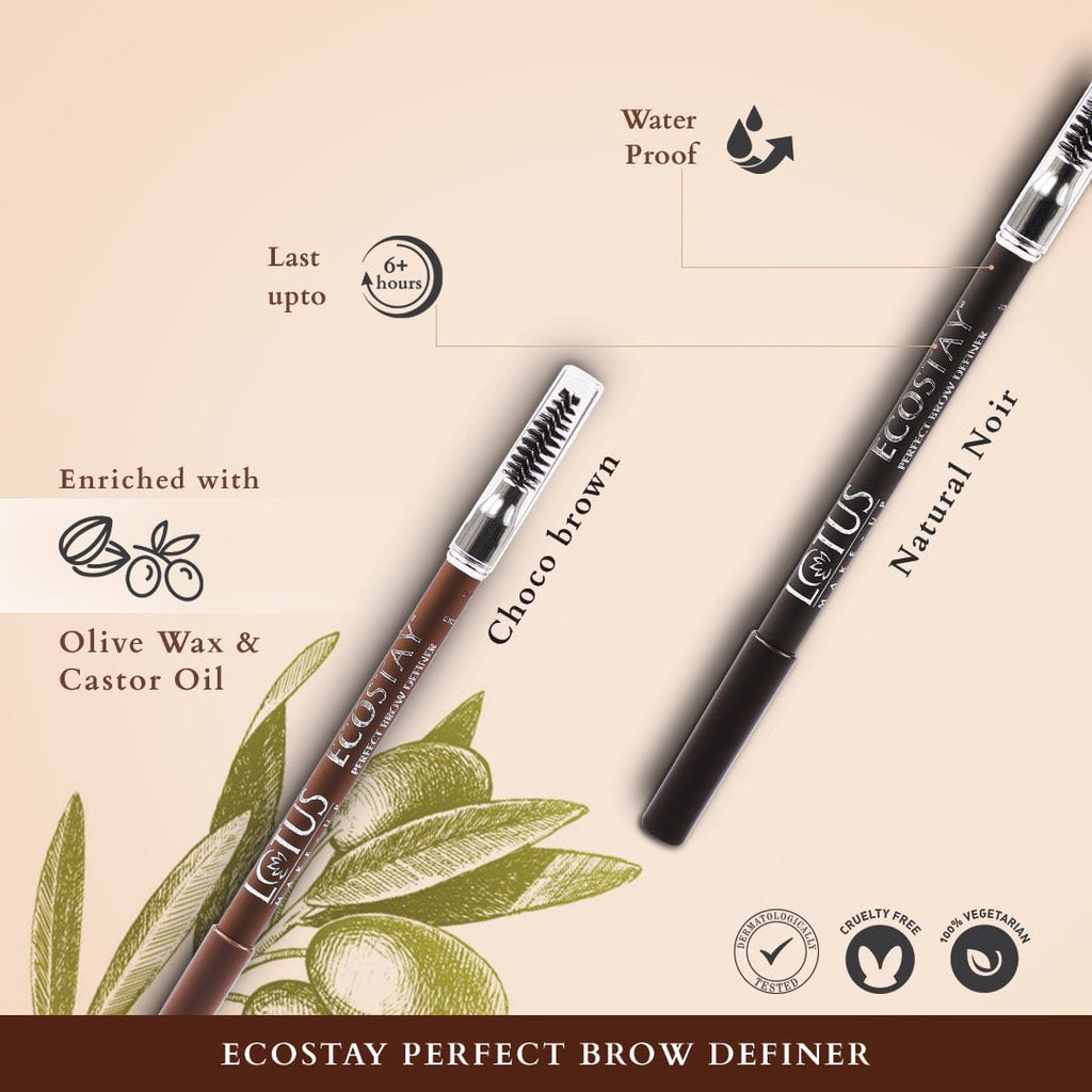Lotus Makeup Ecostay Perfect Brow Definer | Super Longwear , Dermatologically Testted , Castor Oil & Olive Wax| Net. Wt.  1.08g