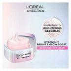 L'OREAL PARIS GLYCOLIC-BRIGHT GLOW NIGHT CREAM | Reduces Dullness & Boosts Glow Overnight | Glycolic + Niacinamide  50ml