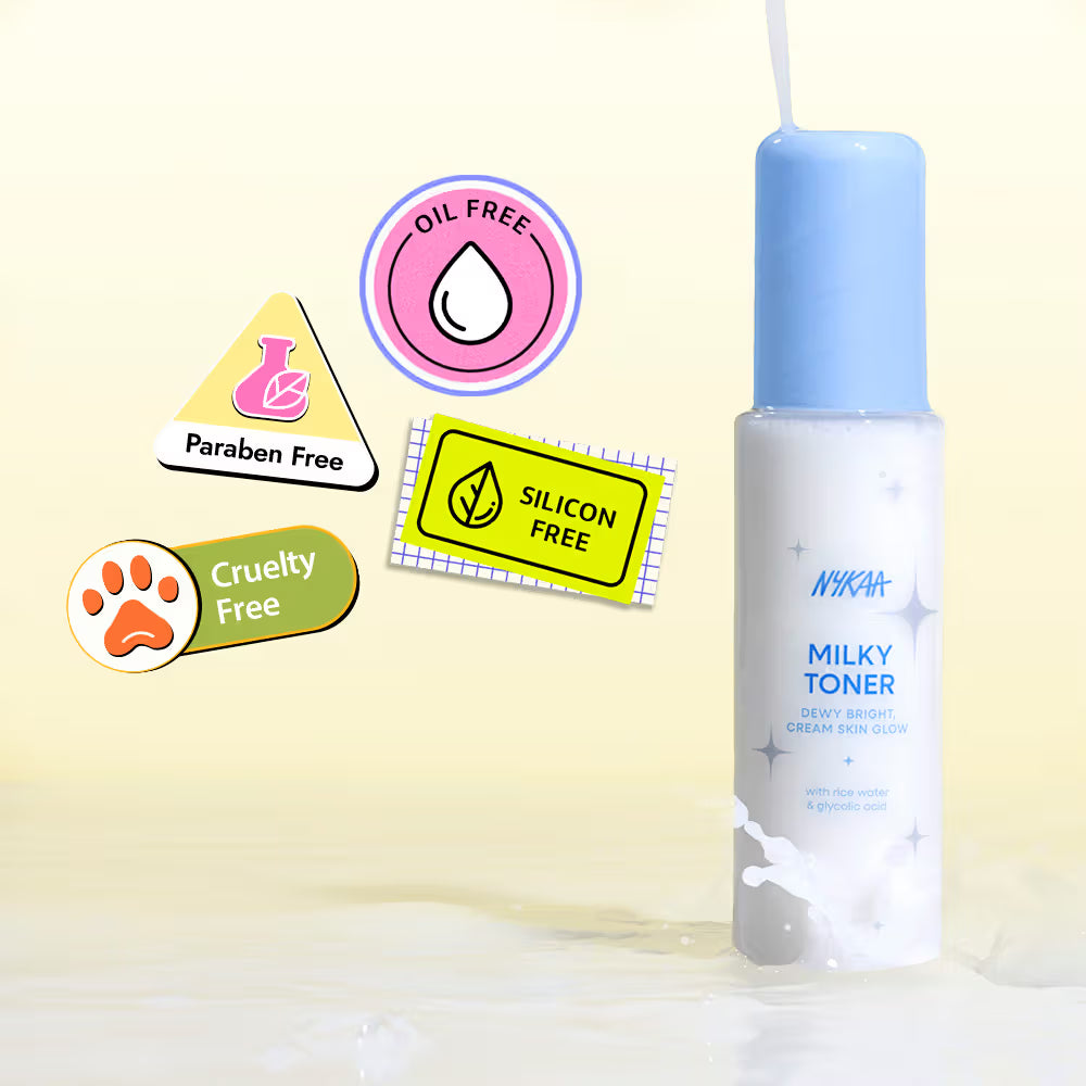 Nykaa Skin Milky Toner With Rice Water & Glycolic Acid For Bright & Glowing Skin-Oil Free (100ml)