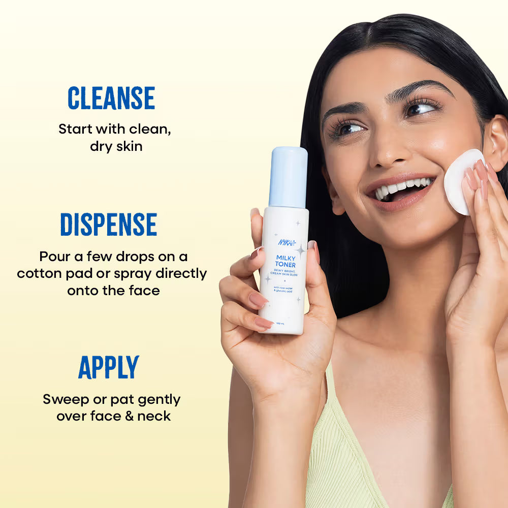 Nykaa Skin Milky Toner With Rice Water & Glycolic Acid For Bright & Glowing Skin-Oil Free (100ml)