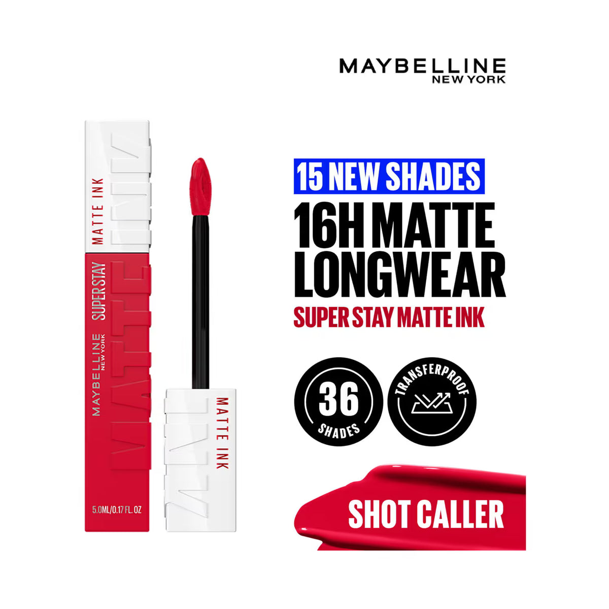 Maybelline New York Superstay Matte Ink Liquid Lipstick - 16H Longwear Matte | Entrepreneur, 5ml