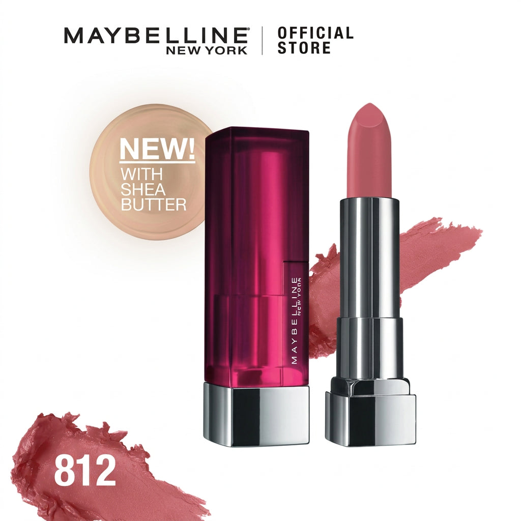 Maybelline New York Color Sensational Creamy Matte Lipstick lasts up to 12 Hours, Hydrate Lips, Rich Creamy Lipstick with Shea Butter, 3.9g