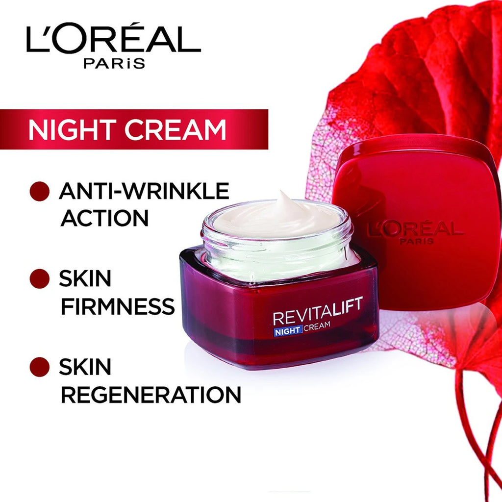 L'OREAL PARIS REVITALIFT MOISTURIZING NIGHT CREAM | ANTI - WRINKLE + FIRMNESS | CENTELLA ASIATICA + RETINOL A 50ml