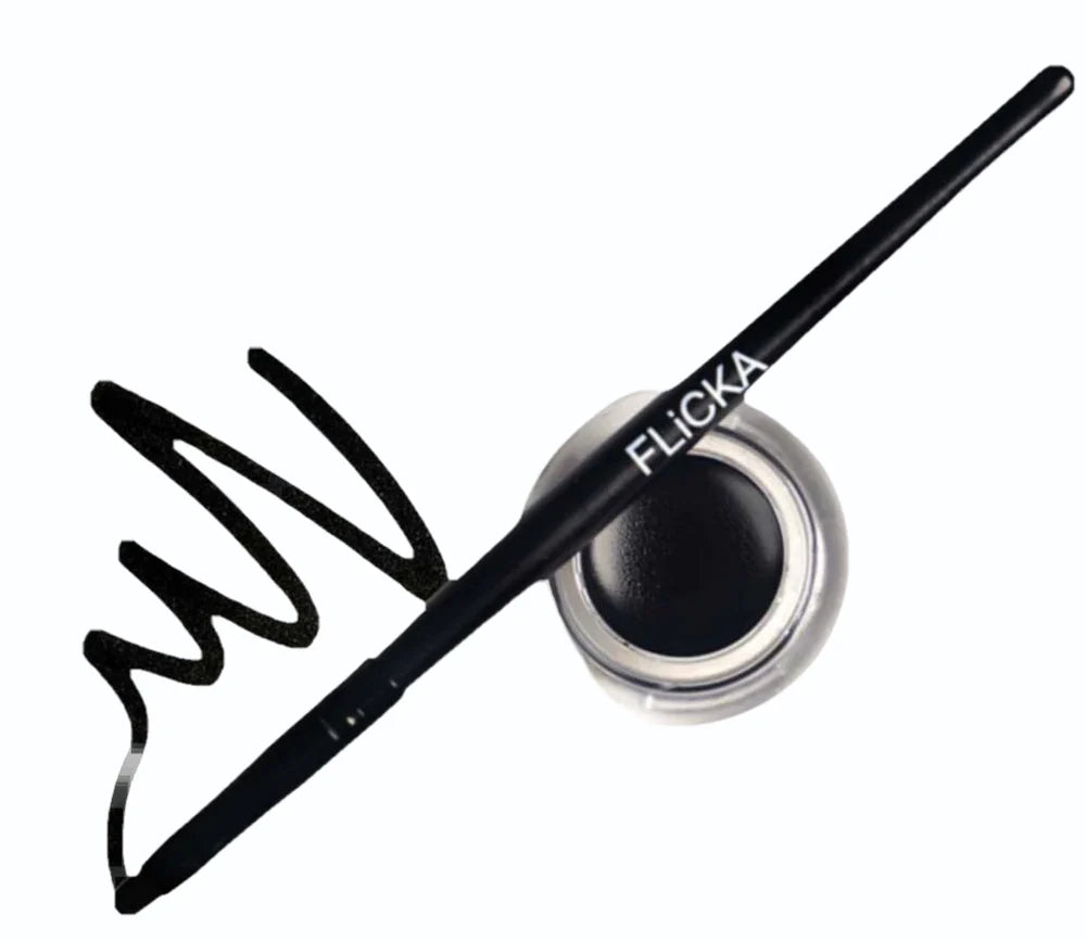 FLiCKA Draw N Dance Gel Eyeliner| Smudge Proof & WaterResistant |Easy Dip & Stroke|Lasts Upto 16Hrs l Matte Eyeliner For Women, 5g