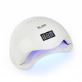 A white dome-shaped UV gel lamp with a digital LED display showing '8.8.
