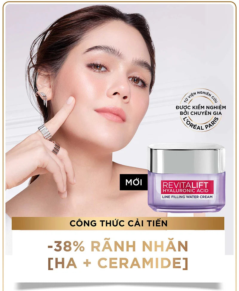 L'OREAL PARIS REVITALIFT HYALURONIC ACID | LINE FILLING WATER DAY CREAM | REPLUMP SKIN, FILL LINES** | LONG - LASTING HYALURONIC ACID 50ml