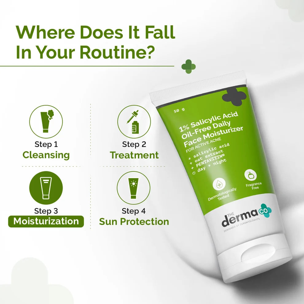 The Derma Co 1% Salicylic Acid Oil-Free Moisturizer For Face with Oat Extract - 50g